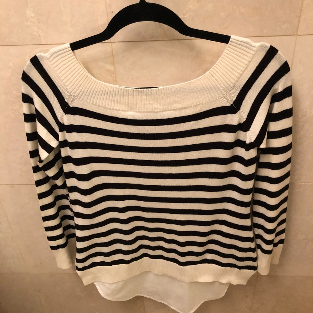 NWT Central Park West Striped Twofer Sweater S - Picture 2 of 4